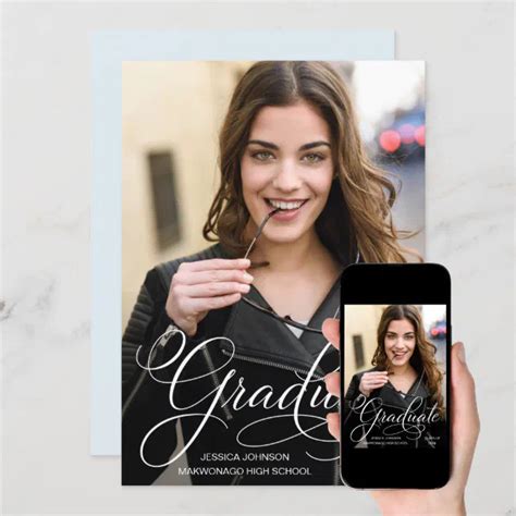 Classy Chic Elegant Script Photo Graduation Party Invitation Zazzle