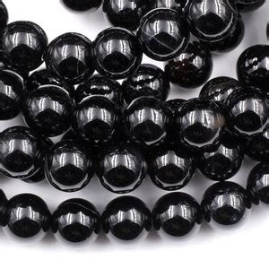 Aaa Grade Natural Black Onyx Round Beads Mm Mm Mm Mm Mm Etsy