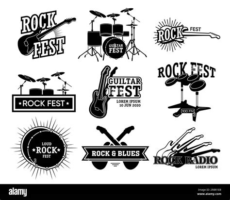 Rock Music Retro Emblem Collection Stock Vector Image And Art Alamy