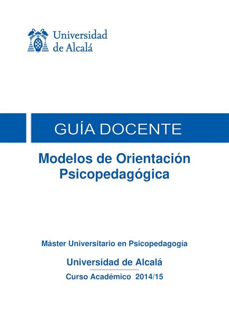 Pdf Modelos De Orientaci N Psicopedag Gica Uah Pdf