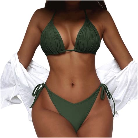 Wamans Plus Size Bathing Suit Women S Solid Color Sexy Bikini Chest Pad