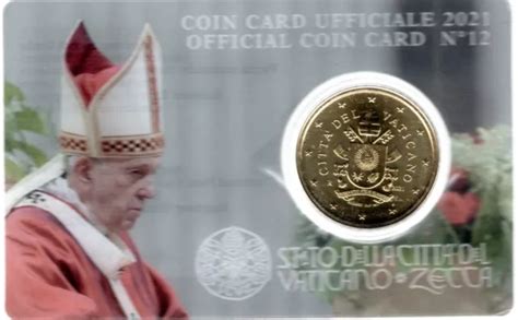 VATICANO 2021 COINCARD 50 Cent N12 FDC BU Vatican City Mint Coin In