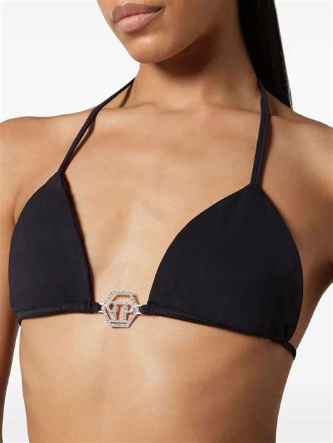 Philipp Plein Logo Plaque Triangle Bikini Set Black FARFETCH