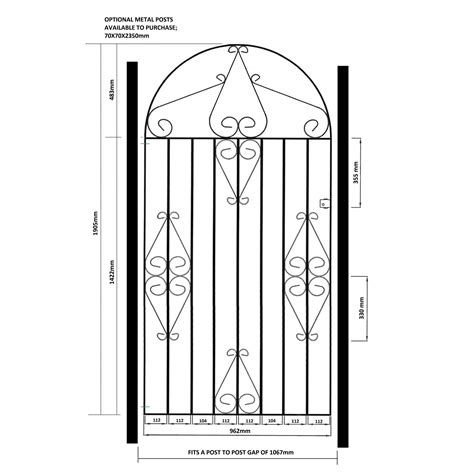 Classic Scroll Tall Bow Top Metal Garden Gate Burbage Iron Craft