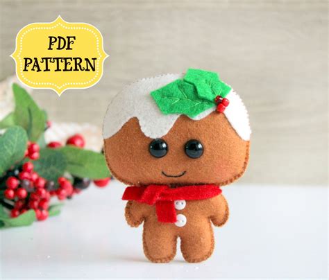 Felt Gingerbread Man Christmas Ornaments Pdf Pattern Christmas