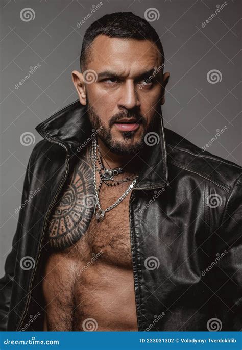 Fashion Style Portrait Of Handsome Guy Fashion Brutal Guy With Naked