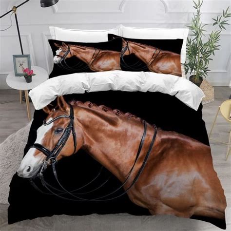 Parure De Lit Enfant Cheval Housse De Couette Avec Fermeture Eclair D