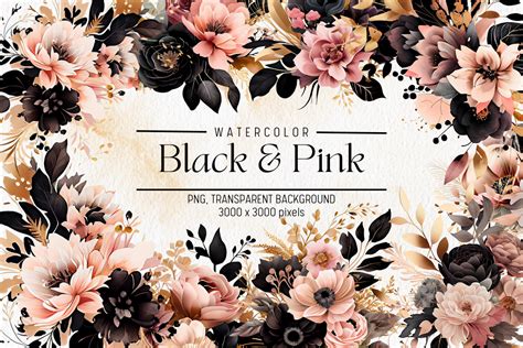 Pink And Black Flower Pattern