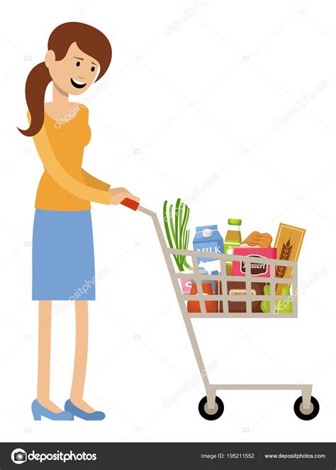 Woman With A Grocery Basket Stock Illustration By ©gurzzza 195211552