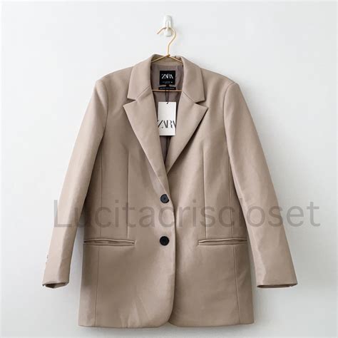 Blazer Zara De Couro Poliuretano Bege Casaco Feminino Zara Nunca