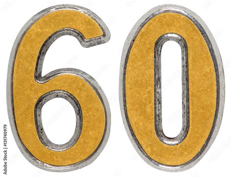 metal numeral  sixty isolated  white background stock photo
