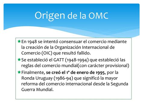 Ppt Organizaci N Mundial Del Comercio Omc Powerpoint Presentation