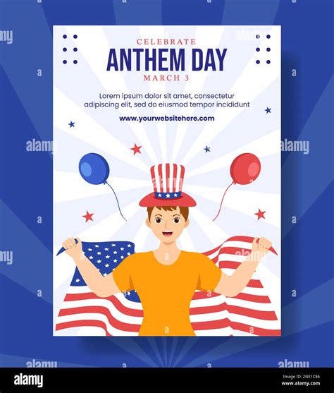 National Anthem Day Vertical Poster with United States of America Flag ...