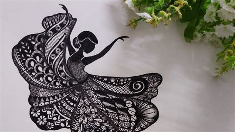 Dancing Girl Drawing Mandala Dancing Girl Zentangle Art Doodle Art