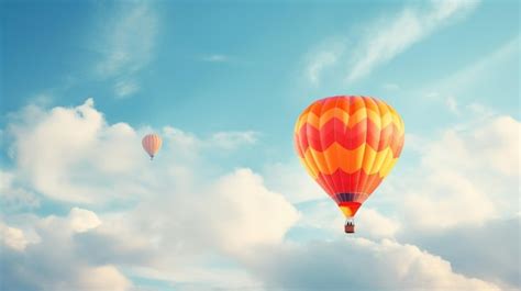 Premium Photo Hot Air Balloons Floating In A Bright Blue Sky With