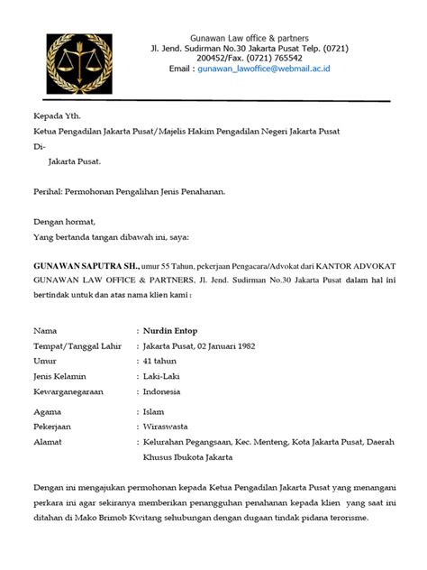 Surat Permohonan Penangguhan Penahanan Pdf