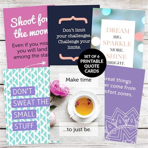 6 Printable Quote Cards Set No 9 Inspirational Quote Cards Bullet