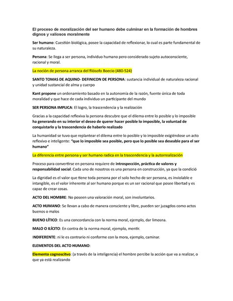 Gu A Con Respuestas Para El Examen El Proceso De Moralizaci N Del Ser