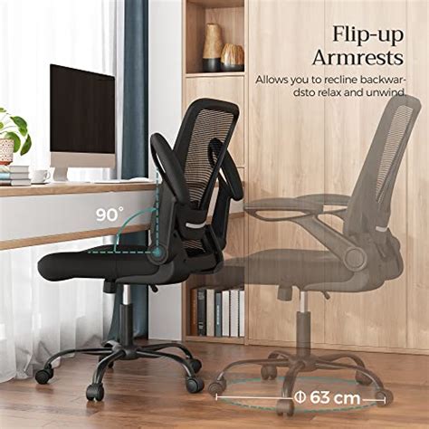 Songmics Bureaustoel Office Chair Met Opklapbare Armleuningen