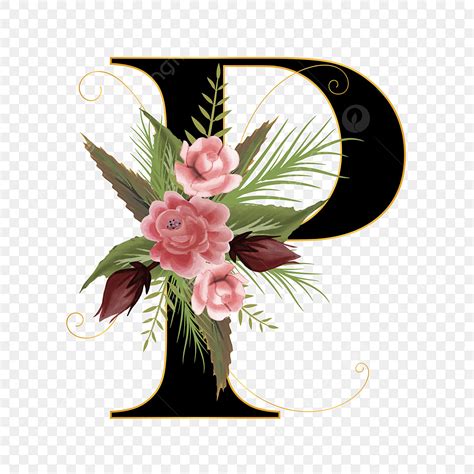 Floral Alphabet Clipart Transparent Background Floral Alphabet P With