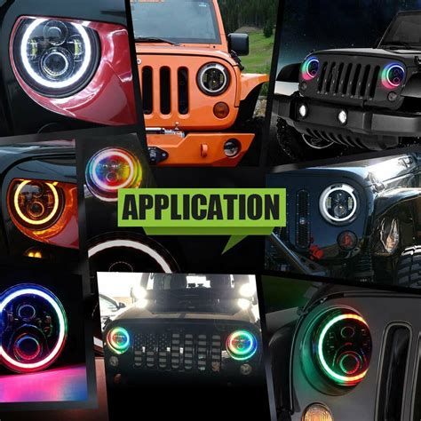 Rgb Led Halo Angel Eyes Headlights Fog Lights Combo Kit For Jeep