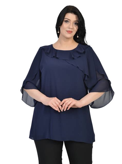 Navy Blue Plus Size Evening Tunics