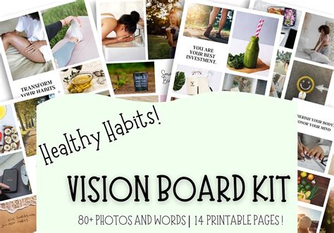 Healthy Habits Vision Board Printable Vision Board Health Vision