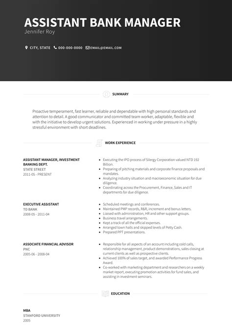 Banking Resume Sample