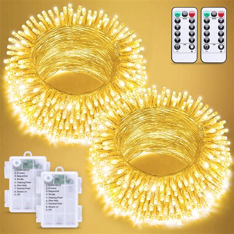 Mua Jmexsuss 2 Pack Warm White Battery Operated String Lights Outdoor Each 33ft 100 Led Battery