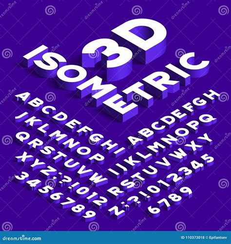 D Isometric Alphabet Vector Font Letters Numbers And Symbols