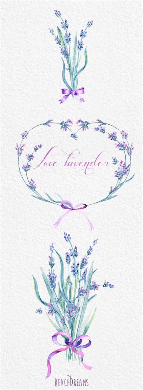 Lavender Watercolour Bouquets Wreath Clipart Hand Painted