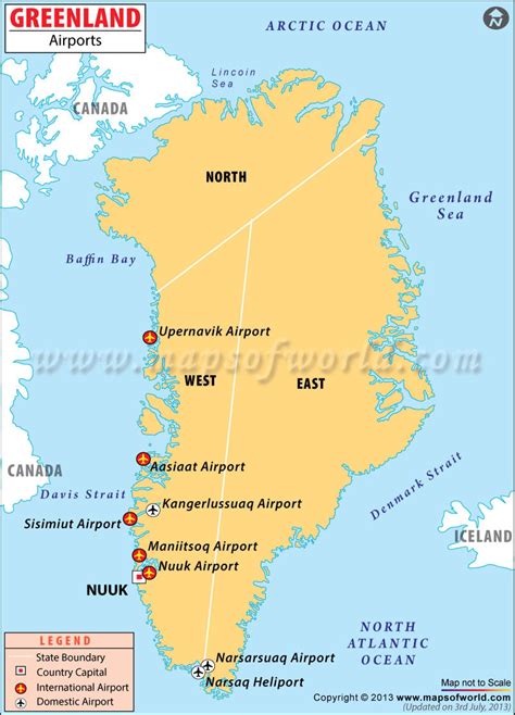 Airports In Greenland Greenland Airports Map