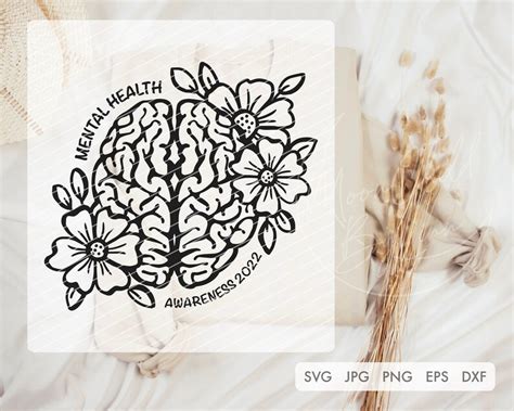 Floral Brain Svg Mental Health Svg Mental Health Matters Mental