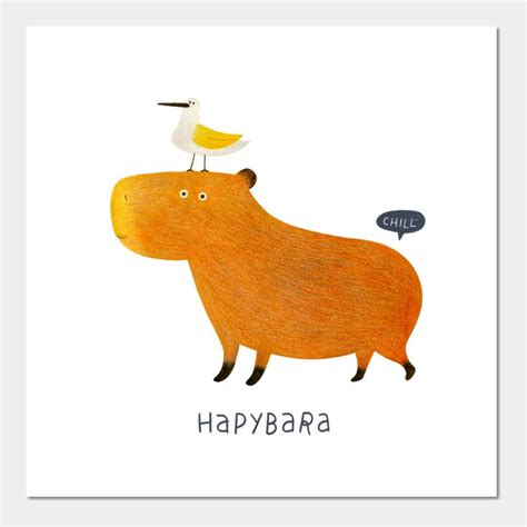 Hapybara Capybara Wall Art Print Capybara