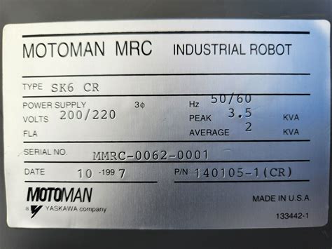 New Condition Yaskawa Motoman Yasnac Mrc Sk Robot And Controller Ebay