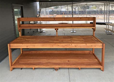 Redwood Potting Bench Custom Outdoor Wood Bench