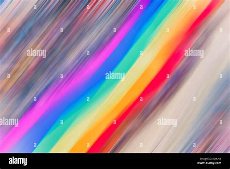 Motion Blurred Picture Of Gay Rainbow Flags During Pride Parade Concept Of LGBT Rights Stock