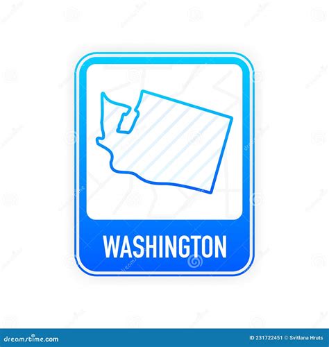 Washington - U.S. State. Contour Line in White Color on Blue Sign. Map of the United States of ...