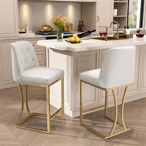 Metal Frame Bar And Counter Stools With Backs Set Of 2 Upholstered