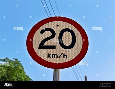 Traffic Signs Speed Limit 20 Kilometers Per Hour Stock