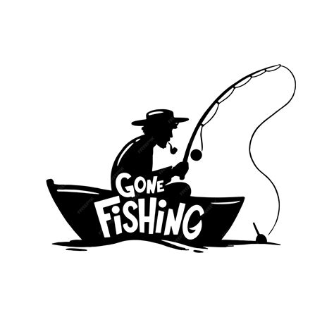 Premium Vector Gone Fishing Inllustratin Alone Fisher With Spinning
