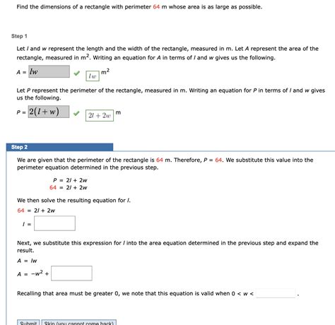 Solved Find The Dimensions Of A Rectangle With Perimeter Chegg