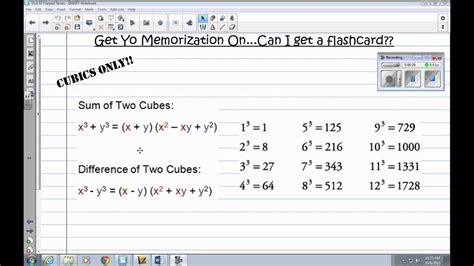 Flipped Notes Factoring Sums And Diffs Of Perfect Cubes Youtube