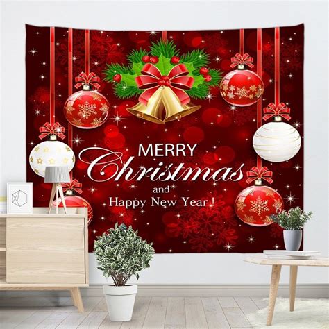 Wall Art Merry Christmas Ball Bell Tapestry Christmas Bells