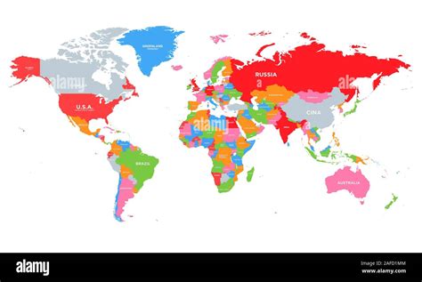 Colorido Hi Detallado Mapa Del Mundo Vectorial Completo Con Todos Los Nombres De Los Países