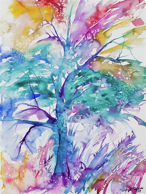 Watercolor - Colorful Abstract Tree Painting by Cascade Colors - Fine ...