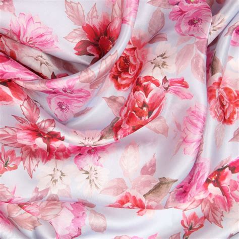 Pink Flower Silk Satin Mix Bloomsbury Square Dressmaking Fabric