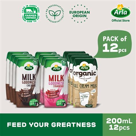 Arla Chocolate Strawberry And Organic Full Cream Milk Ml Pack