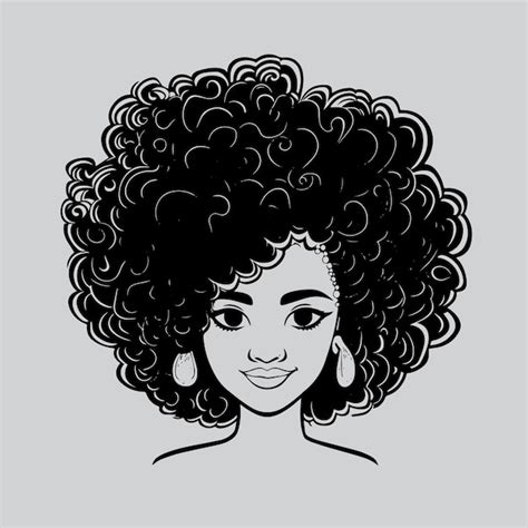 Retrato de hermosa mujer afroamericana con cabello rizado ilustración