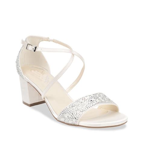 Ivory Satin Wedding Bridal Low Block Heel Sandals Wedding Etsy